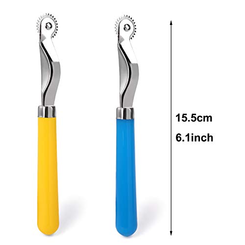 Lunarm Tracing Wheel Sewing Tool 2pcs Steel Needle Point Tracing Wheel - color: Yellow and Blue
