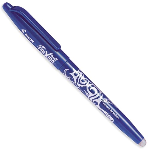 Pilot Frixion Heat/Friction Erasable Rollerball Pen FR7 - Medium Line 0.7mm Tip Nib - Pillow Pack of 1 Pen + 3 Refills (Blue) - color: Blue