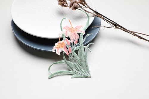 Iron/Sew on Applique Repair Patches, Flower Patches, Pink Orchid Patch - color: Pink Orchid
