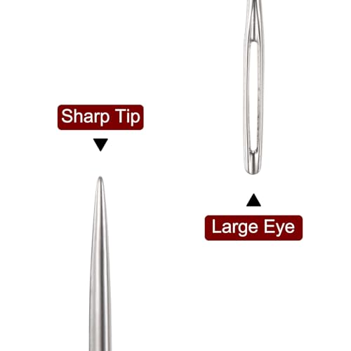HARFINGTON 200pcs Large Eye Stitching Needles 1.57Inch Sewing Needles Stainless Steel Leather Needle Embroidery Needle Yarn Knitting Hand Sewing Needles - size: 1.57"