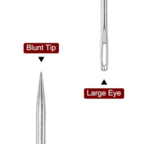 HARFINGTON 12 Inch Upholstery Needles Large Eye Stitching Needles Stainless Steel Straight Hand Sewing Needles for Home Hand Sewing Leather Tapestry Embroidery Tufting Webbing Carpet - size: 12 Inch