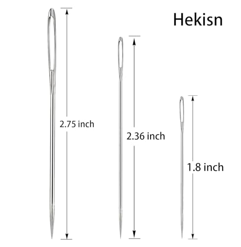 Large Eye Sewing Needles, Sewing Needles, Hekisn Stainless Steel Embroidery Thread Needle, Handmade Yarn Knitting Needles Leather Needle (15 Pcs) - size: 15 Pieces