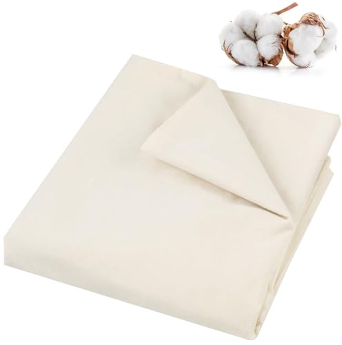 100% Cotton Fabric, 63 Inch X 2 Yards Unbleached Muslin Linen Fabric by The Yard, Medium Weight Draping Fabrics Suitable for Sewing Embroidery, Garments, Crafts Material-Natural