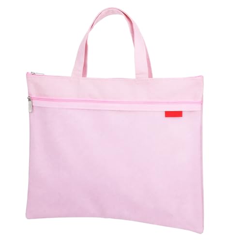 Needlepoint Project Bag 13.6" x 11" Mesh Zipper Pouch Double Pocket Waterproof Carrying Bag with Handle for Sewing Organizer Storage Arts Coloring Books Cross Stitch Embroidery Supplies(Pink)