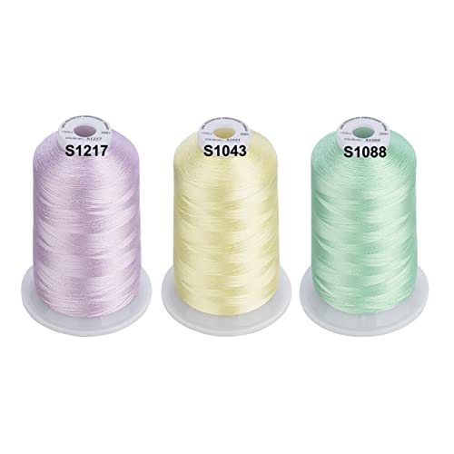 Simthread - 33 Selections - Various Assorted Color Packs of Polyester Embroidery Machine Thread Huge Spool 5500Y for All Sewing Embroidery Machines - 6xPastel Colors 2 - color: 6 Pastel Colors 2