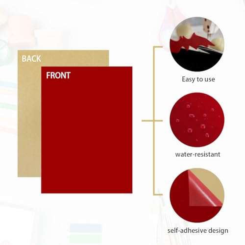 10 PCS Sticky Felt Sheets, Self Adhesive Felt Sheet - color: Red