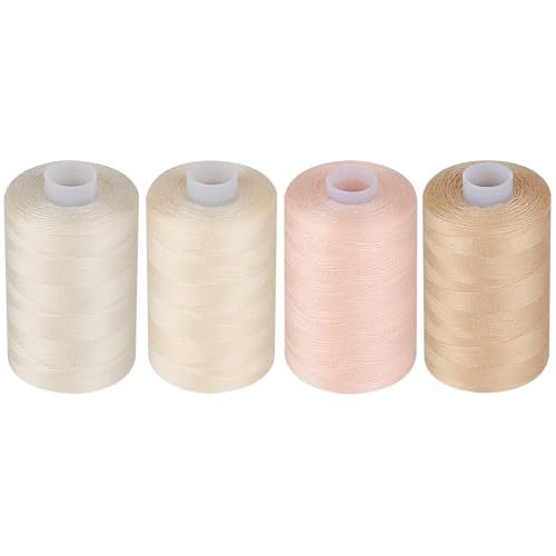Simthread All Purpose Sewing Thread, 4 Spools Each 1000 Yards of Polyester Threads for Sewing Machine, Sewing Machine Supplies for Beginners, Hand Stitching, Quilting, Serger(Skin Series) - color: Skin Series