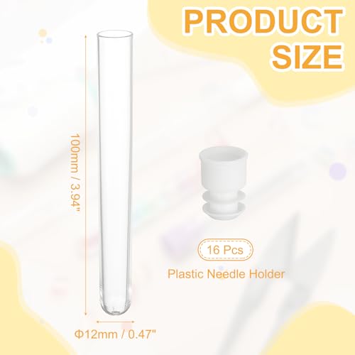 PATIKIL 3.9" Length Plastic Sewing Needle Storage Holder, 16 Pcs Portable Embroidery Needle Clear Pin Toothpick Storage Tubes Case for Craft Knitting, White - color: White, size: 3.9"
