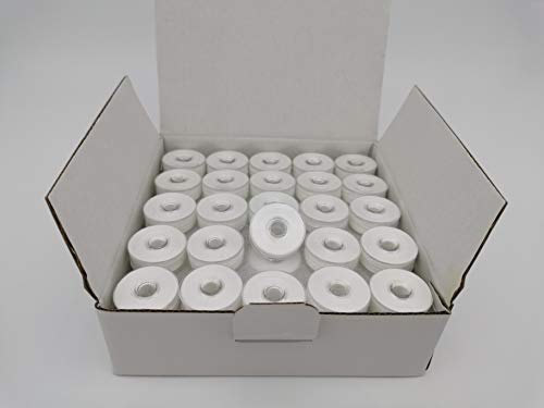 DOUBLELIN MPW-60S2 Prewound Bobbins, Size M, White, 75 pcs - color: 60S/2 White