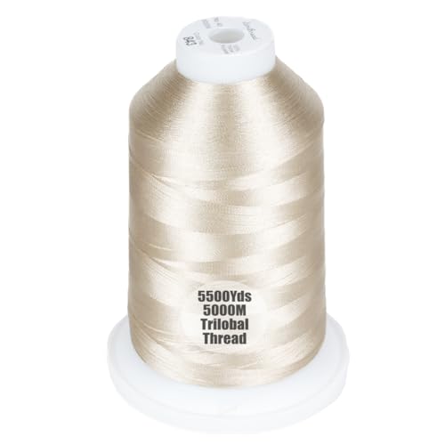 Simthread 5500Yds/5000M 40WT Trilobal Polyester Embroidery Thread Beige 843 - color: Beige-843