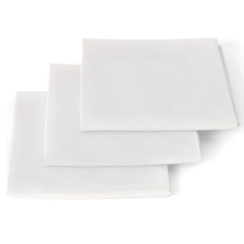 3 Pieces 18 x 21 Inches Cotton Fabric Precut Quilting Fabric Bundles Solid Colors Layer Cakes Quilt Material for DIY Craft Sewing Embroidery (White) - color: White