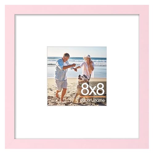 decorUhome 8x8 Picture Frame Fits 4x4 Photos with Mat, Pink - color: Pink, size: 8x8