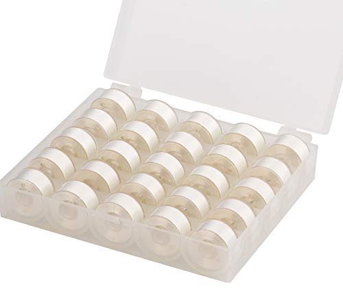Simthread 25pcs Size A SA156 60WT Prewound Bobbin Thread - White - color: 60wt 25White