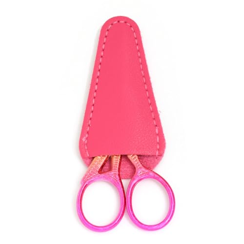 3.6" Sewing Embroidery Scissors with Artificial Leather Cover(Golden Rose) - color: Golden Rose