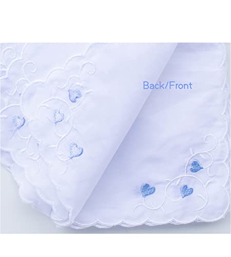 MileyMarla Ladies Embroidery Cotton White Handkerchiefs Lace Wedding Hankies - color: Heart-6pcs