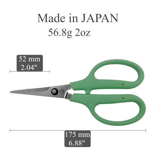 CANARY Japanese Craft Scissors with Wire Cutter 6.8", Soft Grip Handle, Sharp Japanese Stainless Steel Blade, Made in JAPAN, Green - size: Craft (Soft Grip)