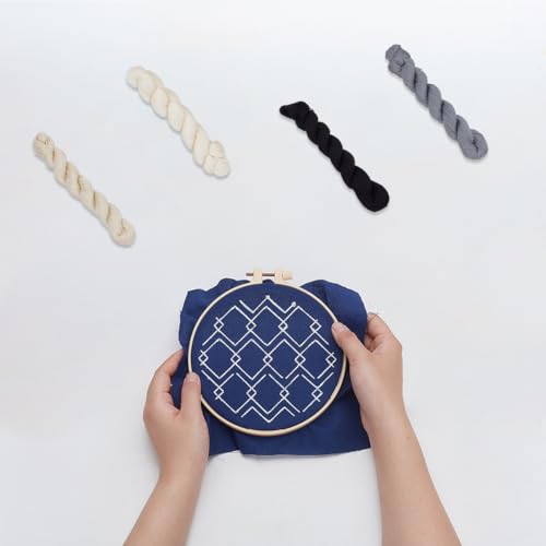 FREEBLOSS 4 Pcs Sashiko Thread in 4 Colors Sashiko Skein 4 * 100 M Pure Cotton Embroidery Thread Japanese Sashiko Threads Basic Colors Quilting & Embroidery Floss Supplies - color: Gray