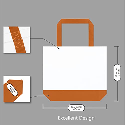 TOPDesign 1-Pack Super Strong Large 12oz Cotton Canvas Tote Bag, Reusable Grocery Shopping Cloth Bag, Fashionable Two-Tone Tote for Crafts, DIY Your Creative Designs - color: Orange/White