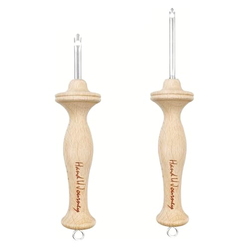 Hand U Journey 8# Fine & 10# Regular Size Beech Wood Handle Punch Needle Rug Hooking Tool Sets-with Open-Side Design - size: 8#Fine-10#Regular