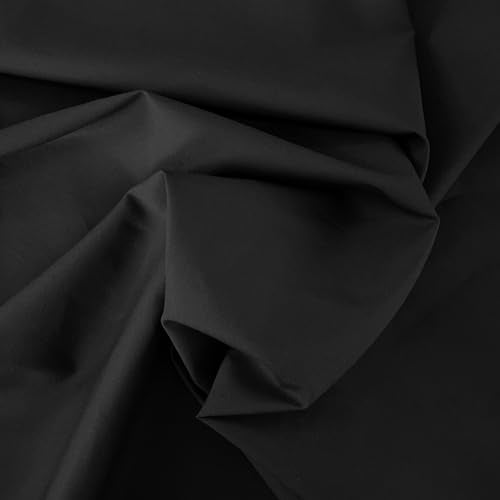 1 Yard Black Lightweight Cotton Broadcloth Fabric by the Yard, 3.7 oz - color: Black, size: 1 Yard