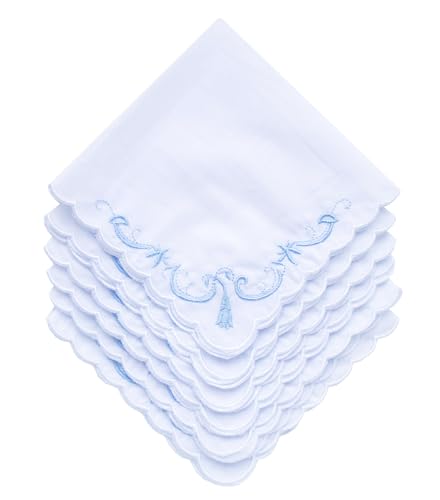 6 Pack of Ladies Embroidery Cotton Handkerchiefs Lace Wedding Hankies - color: Zww-w06