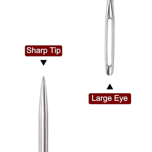 HARFINGTON 200pcs Large Eye Stitching Needles 2.36Inch Sewing Needles Stainless Steel Leather Needle Embroidery Needle Yarn Knitting Hand Sewing Needles - size: 2.36"