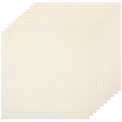 10 PCS Embroidery Fabric, 9.8 × 9.8 Inch Pre-Cut Beige Fabric Squares, Beige Cotton and Linen Embroidery Cloth for Garment Craft,