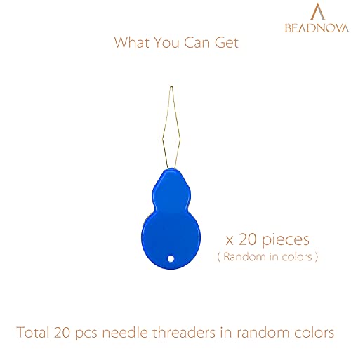 BEADNOVA Needle Threaders 20pcs Plastic Sewing Needle Threader for Sewing Small Eye Embroidery Craft Knitting Quilting (20pcs, Mix Colors) - color: 20pcs