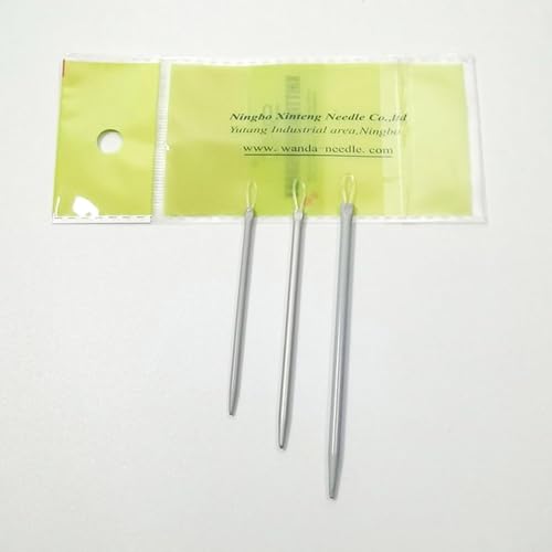 3Pcs Silver Nylon Wire Rope Threader Needle Big Eye Knitting Needle Weave for Sewing and Fabric Art Craft Accessory Yarn Needle Large Eye,Needle Threaders,Fit to Different Settings,Needlepoint