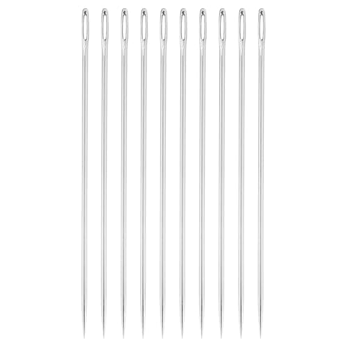 uxcell 50 Pcs Large Eye Sewing Needles, 1.57 Inch 0.7mm High Carbon Iron Embroidery Thread Needle Sewing Big Eye Needle Knitting Needles for Hand Sewing Art Crafts, Silver - size: 40mm, 0.7mm