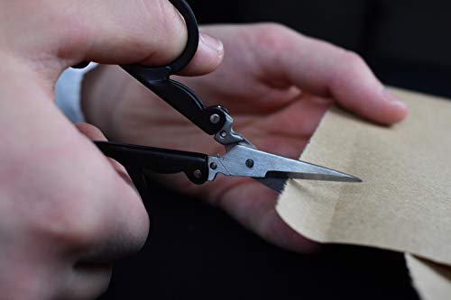 Munkees Mini Folding Scissors Keychain - Stainless Steel Portable & Foldable Travel Cutter Pocket Key Ring - Small Key Chain, Scissor Tool for Crafting, Emergency, Survival, Camping & Outdoors (1)