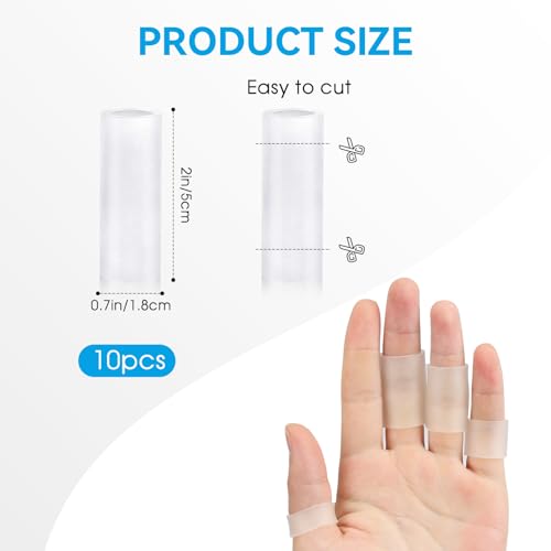 10 Pcs Finger Sleeves Protectors Silicone Finger Protectors Silicone Finger Sleeve Finger Covers Cushions and Protects Gel Rubber Finger Shields Provide Relief for Cracked Finger