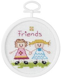 Janlynn 405811 Friends Mini Counted Cross Stitch Kit-2.5 in. Round 18 Count