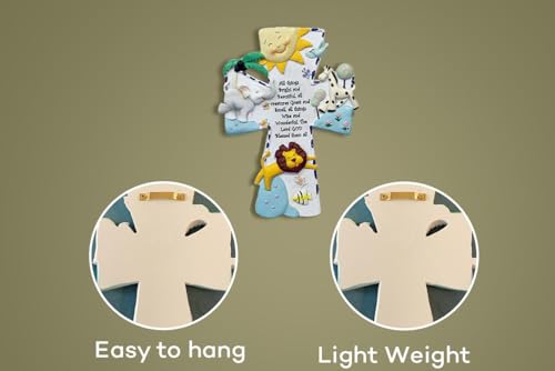 FOUR BEANS Noahs Ark Wall Cross, Perfect Baptism, Christening, Shower Gifts, 7 Inches