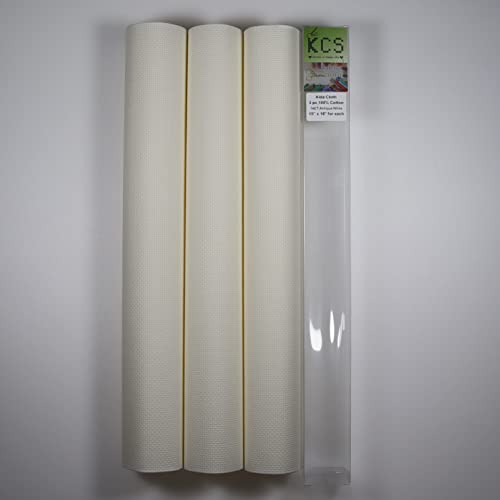 KCS 3 pc of 15" x 18" Counted Cross Stitch Cotton Aida Cloth Needlework Rolled Fabric Box,14CT,Antique White - color: Antique White, size: 14CT