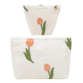 getgto 2 Pcs Makeup Bags, Large Cosmetic Bag Travel Toiletry Bag - color: Tulip