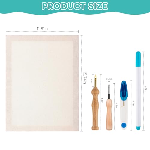 Zuaooz 2PC 11.8''x15.7'' Punch Fabric Frame, Punch Needle Kit with 3.5mm & 5mm Needles, Marking Pen & Scissors for DIY Craft Decoration - style: 11.8 x 15.7 Inch 2PC