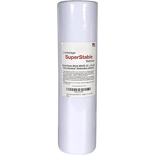Superpunch Cloud Cover Stitch Embroidery Backing, White, 12 in x 10 yd - color: White, size: 12" x 10 yards roll