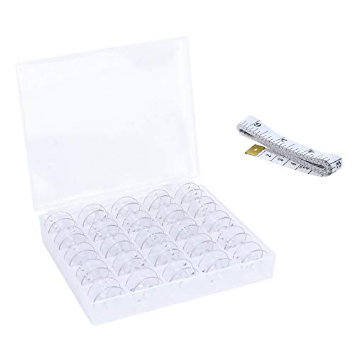 Mandala Crafts Empty SA156 Bobbins for Brother Sewing Machine, 25 Clear Plastic Class 15j Bobbins Compatible with Singer, Kenmore, Bernina, Janome, Elna - color: Transparent, size: Size A 25 Rolls
