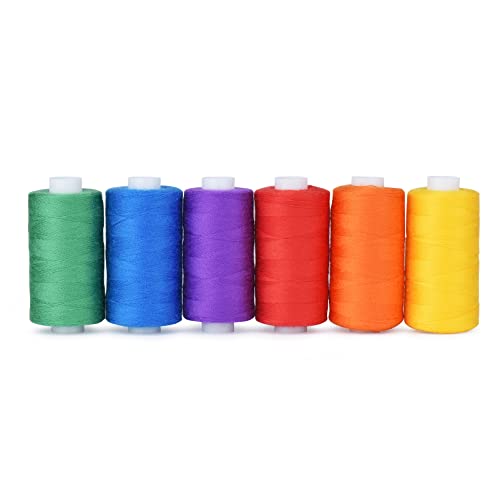 Simthread All Purpose Thread Polyester 400 Yards (6 Basic Colors) - color: 6 Basic Colors