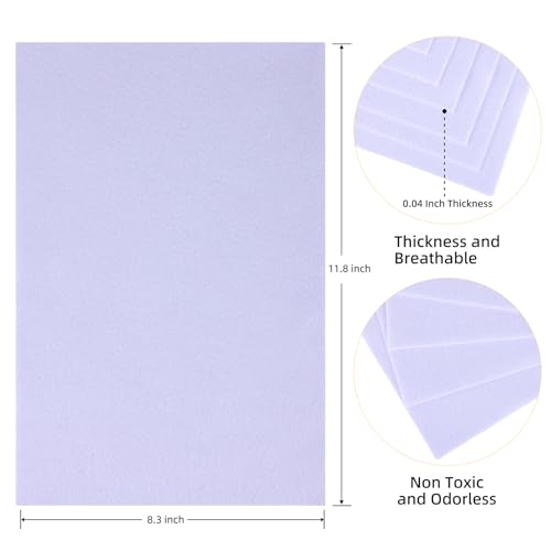 HaoFeiJH White Felt Sheets - 6PCS Soft Felt Squares (8x12 A4), 1.5mm Thick, Ideal for Sewing, Patchwork, Decoration, Embroidering, DIY Craft - color: 0- White