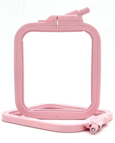 Nurge Square Embroidery Hoop - Plastic Cross Stitch Frame for Needlepoint & Embroidery - Adjustable Craft Hoop - Pink - No:1 (X Small) - color: Pink, size: No:1 (X Small)