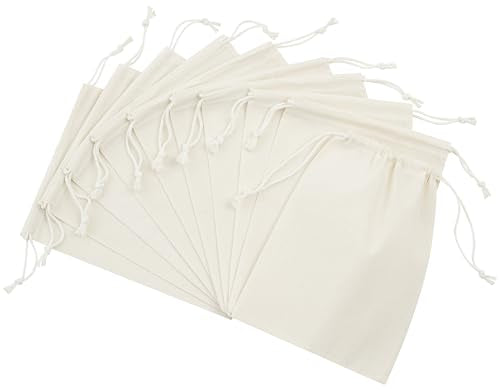 PALTERWEAR 100% Cotton Drawstring Bags 10‑Pack 6x8 Lightweight 70 GSM Muslin Pouch Set | Reusable Gift, Craft, Pantry, Travel Storage | Double Drawstring (Natural Beige, 6 x 8 Inches) - size: 6 x 8 Inches