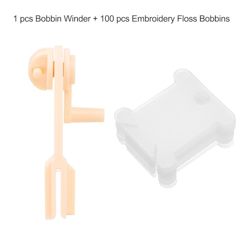 HARFINGTON 100pcs Embroidery Floss Bobbins with Bobbin Winder, Plastic Cross Stitch Thread Organizer Holder Cards Sewing Thread Sorting Tool Storage for Craft DIY Sewing, Clear - color: Clear