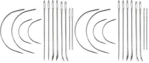 Heavy Duty Hand Sewing Needles Set - 12 Needles for Upholstery, Leather, Carpet Canvas Repair (Pack of 2) - size: 12 Needles (Pack of 2)