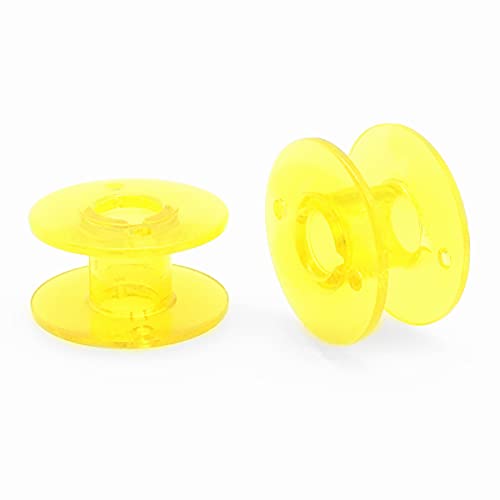 YEQIN 10 pcs Yellow Class 15 (A Size) Plastic Bobbins #X52800150 for Brother Babylock Singer Juki Sewing Machines - color: Yellow