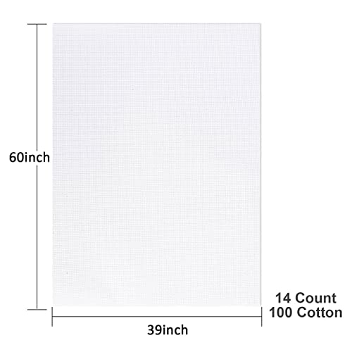 Aida Cloth 14 Count Cross Stitch Fabric,60×39inch (White) - color: White