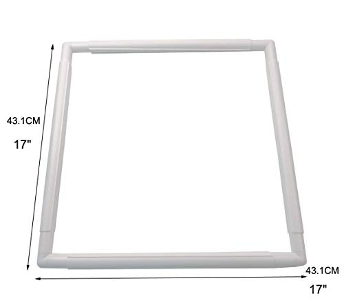 17 X 17 Plastic Cross Stitch Frame Square Embroidery Hoop White DIY Sewing Tools Sewing Hoop Handhold Craft Clip Embroidery Snap Frame Hoop for Cross Stitching Quilting (17 X 17) - size: 17 X 17"