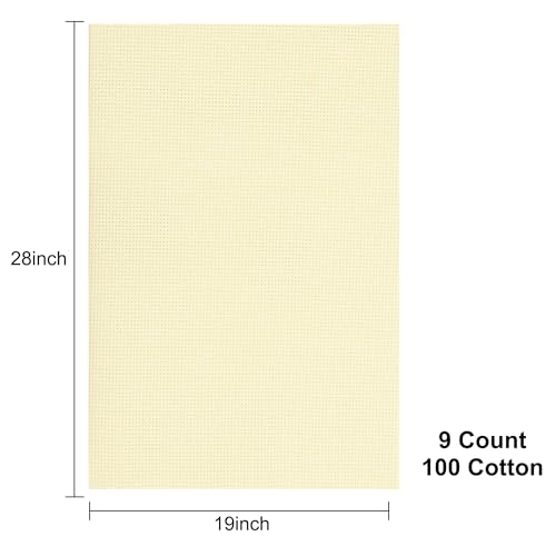 Aida Cloth 9 Count Cross Stitch Fabric,19×28inch (9CT,Off White) - color: Off White, size: 9CT