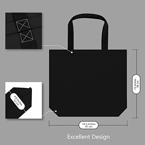 TOPDesign 1-Pack Super Strong Large 12oz Cotton Canvas Tote Bag, Reusable Grocery Shopping Cloth Bag, Fashionable Two-Tone Tote for Crafts, DIY Your Creative Designs - color: Black
